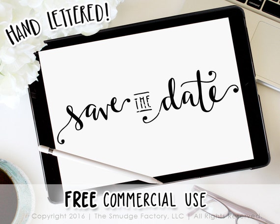 Save The Date Svg Wedding Clipart Hand Lettered Svg Etsy
