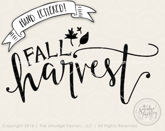 Fall Harvest SVG, Hand-Lettered Autumn Leaves, Cricut Silhouette (Digital Download)