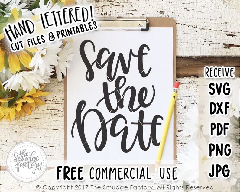 Download Save The Date SVG Cut File Handwritten Silhouette Cricut ...