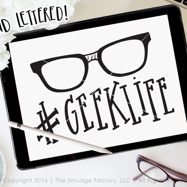 Geek SVG Cut File, Geek Life Clipart, Hand Drawn Nerd Cut File, Dork SVG, Silhouette Cut File, Cricut SVG, High-Res Geek Graphic Overlay