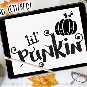 Little Pumpkin SVG Cut File, Lil Punkin Cutting File, Hand Lettered Fall Design, Silhouette SVG, Cricut Download, Cutting File, Fall Overlay