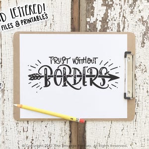 Vertrouwen zonder grenzen SVG, christelijk gesneden bestand, bijbelvers, handlettered SVG, silhouet SVG, Cricut snijbestand, christelijk afdrukbaar