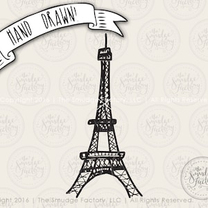 Eiffel Tower SVG Cut File, Paris SVG Cutting File, Hand Lettered, Silhouette, Cricut, Clip Art, Paris, France, Landmark Graphic Overlay