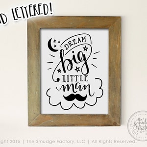 Dream Big Little Man Mustache Nursery Print 8 X 10 Quote Printable File ...