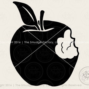 Apple SVG Cut File Clipart Teacher Gift Fruit Graphic Overlay, Apple With Bite, Silhouette Download, Cricut, Teaching Graphic, Red Fruit image 2