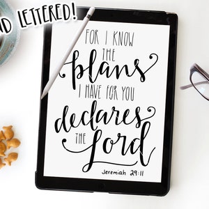 For I Know The Plans SVG, Jeremiah 29:11, Bible Verse SVG, Silhouette Cameo, Cricut, Bible Verse Printable, Jeremiah Print, Verse Cut File