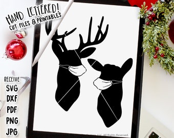 Deer in Masks SVG Cut File, Buck Antlers, Hunting Graphic