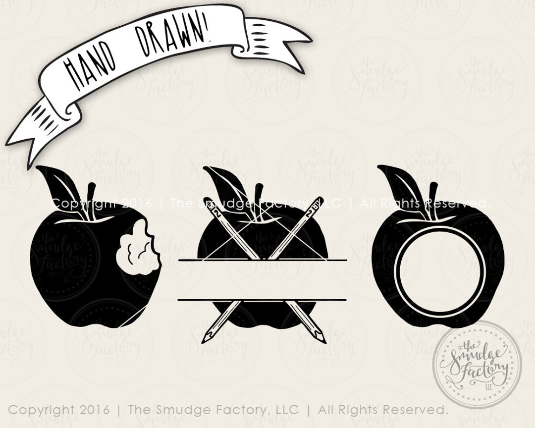 Teacher Apple Monogram SVG Cut File, Personalized Design (digital ...