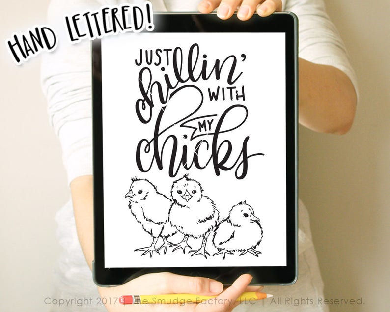 Chillin' With My Chicks Easter Print, Handlettered Calligraphy (Digital Download) image 2