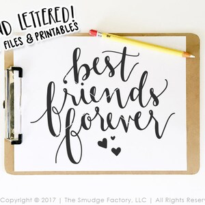 Beste Freunde für immer SVG geschnitten Datei, von Hand beschriftet, Silhouette, Cricut Kalligraphie geschnitten Datei, BFFs, DIY Zeichen, T-Shirt Grafik Overlay