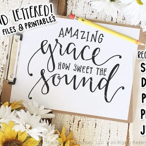 Amazing Grace SVG Archivo de corte, Versículo bíblico, Himno, Letrado a mano, Silueta, Archivo de corte Cricut, Caligrafía, Descarga instantánea • Signo de bricolaje