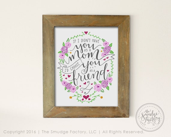 Mother's Day Printable, Hand Lettered Floral Design (Digital Download)