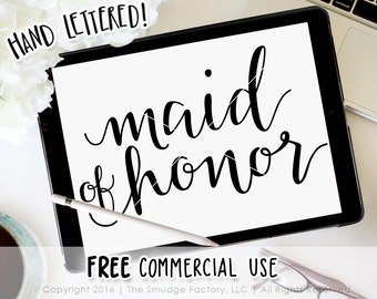 Maid Of Honor SVG, Calligraphy Wedding Graphic (Digital Download)
