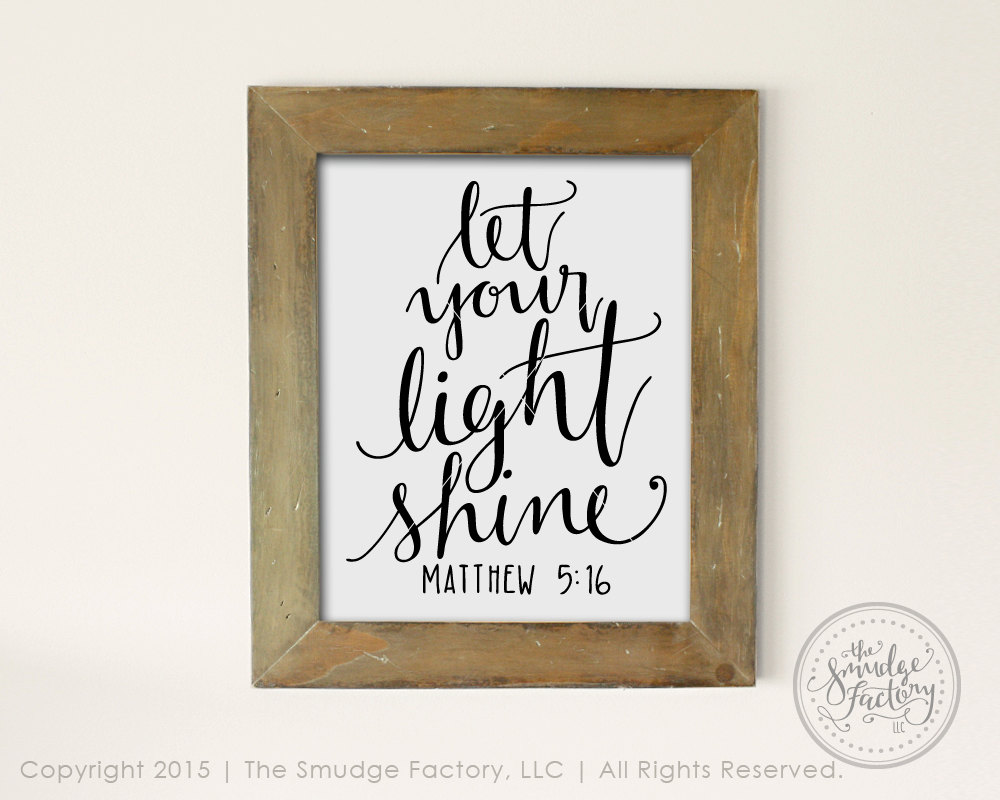 Bible Verse SVG Cut File, Let Your Light Shine, Matthew 5:15 Hand ...