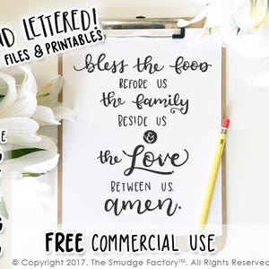 Bless the Food SVG Cut File, Bible Verse SVG, Dinner Prayer, Silhouette, Cricut Cutting File, Download, Dining Room Print, Prayer Blessing