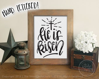 Er ist auferstandener Osterdruck, handbeschrifteter Bibelvers (Digitaler Download)