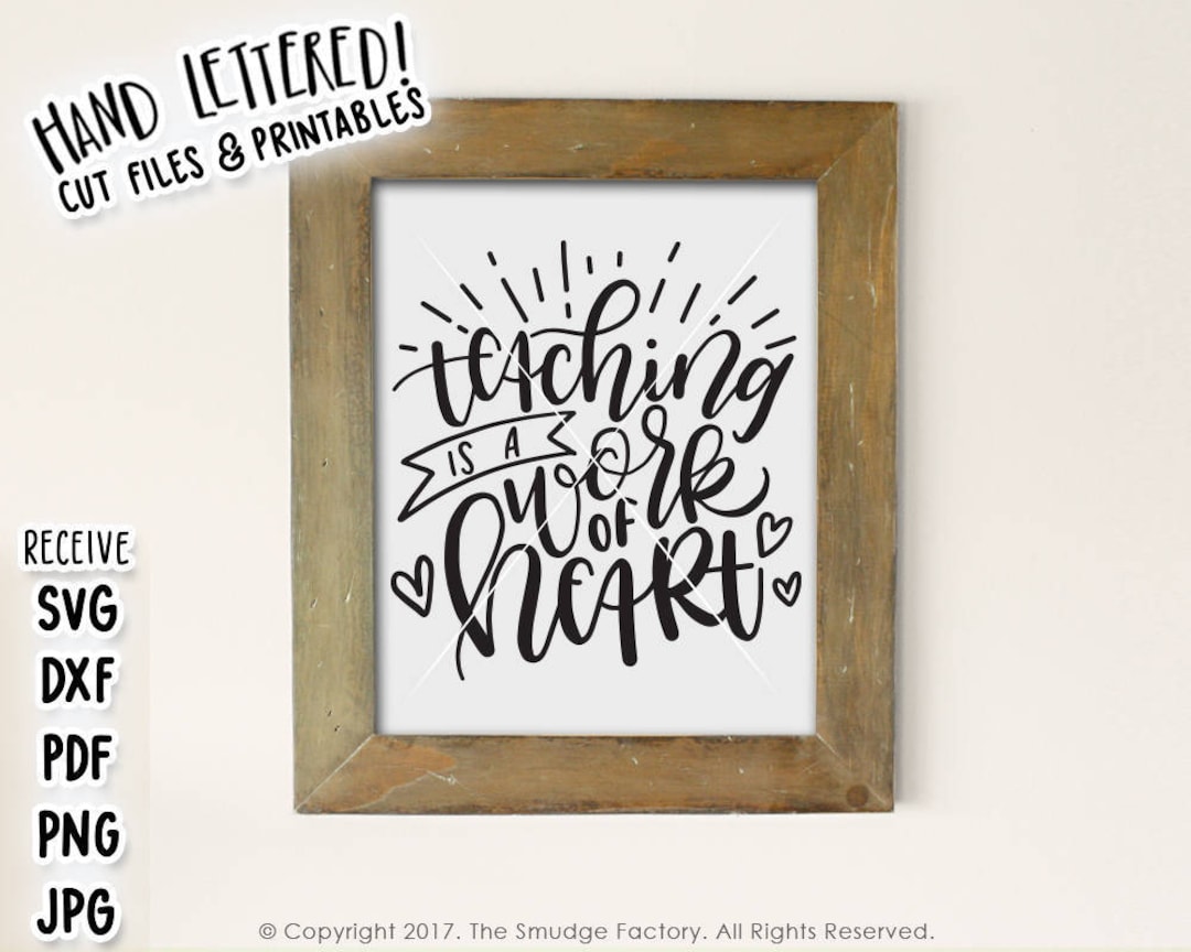 Teacher Printable File, Teaching is A Work of Heart, Hand Lettered ...