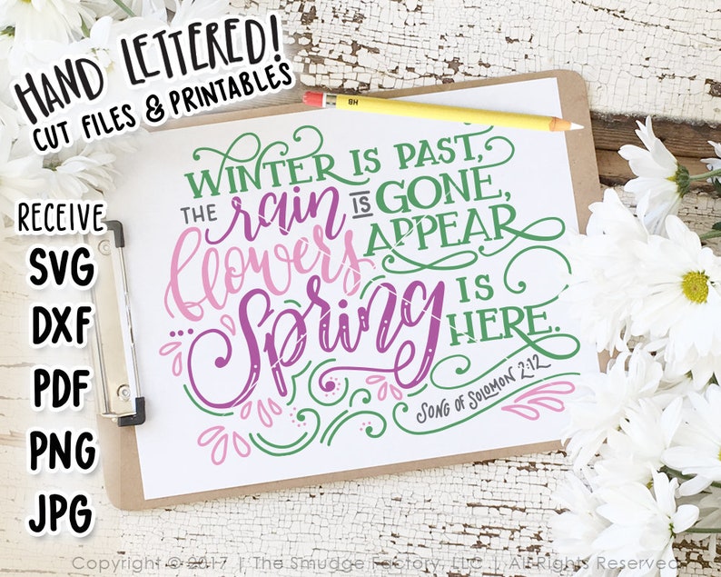 Spring Printable Spring is Here Print Bible Verse Hand  Etsy