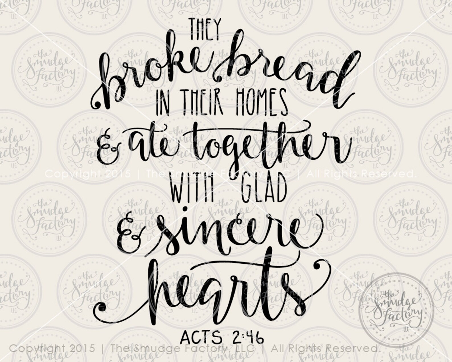 Bible Verse Printable SVG They Broke Bread Hand Lettered Etsy