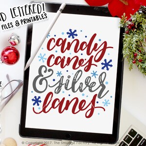 Christmas SVG, Candy Canes And Silver Lanes SVG, Holiday Cut File, Snowflakes, Holiday Printable, Christmas Printable, Silhouette, Cricut
