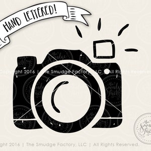 Camera SVG Cut File, Hand Drawn Clipart (Digital Download)