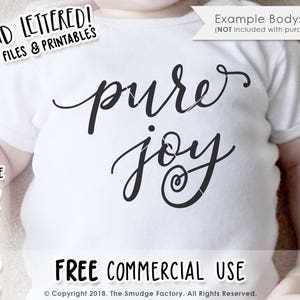 Joy SVG Cut File, Pure Joy SVG, Silhouette Cameo, Cricut Cutting File, New Baby Cut File, New Baby File, Joy Clipart, Hand Lettered SVG
