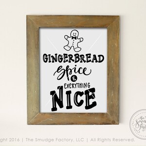 Gingerbread Man Printable File, Gingerbread Spice And Everything Nice, DIY Christmas Decor, Christmas Hand Drawn Clip Art, Holiday Overlay