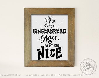 Gingerbread Man Printable File, Gingerbread Spice And Everything Nice, DIY Christmas Decor, Christmas Hand Drawn Clip Art, Holiday Overlay