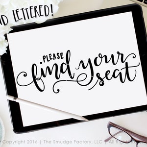 Wedding SVG Cut File, Find Your Seat Cutting File, Hand Lettered Cut Machine Download Calligraphy, Pick A Seat SVG, Wedding Graphic Overlay