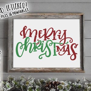 Merry Christmas SVG Cut File, Christmas Printable, Hand Lettered, Silhouette, Calligraphy Cut File, Christmas DXF, Holiday Graphic Overlay