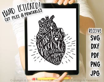 Guard Your Heart SVG, Hand Lettered Bible Verse, Proverbs Printable (Digital Download)