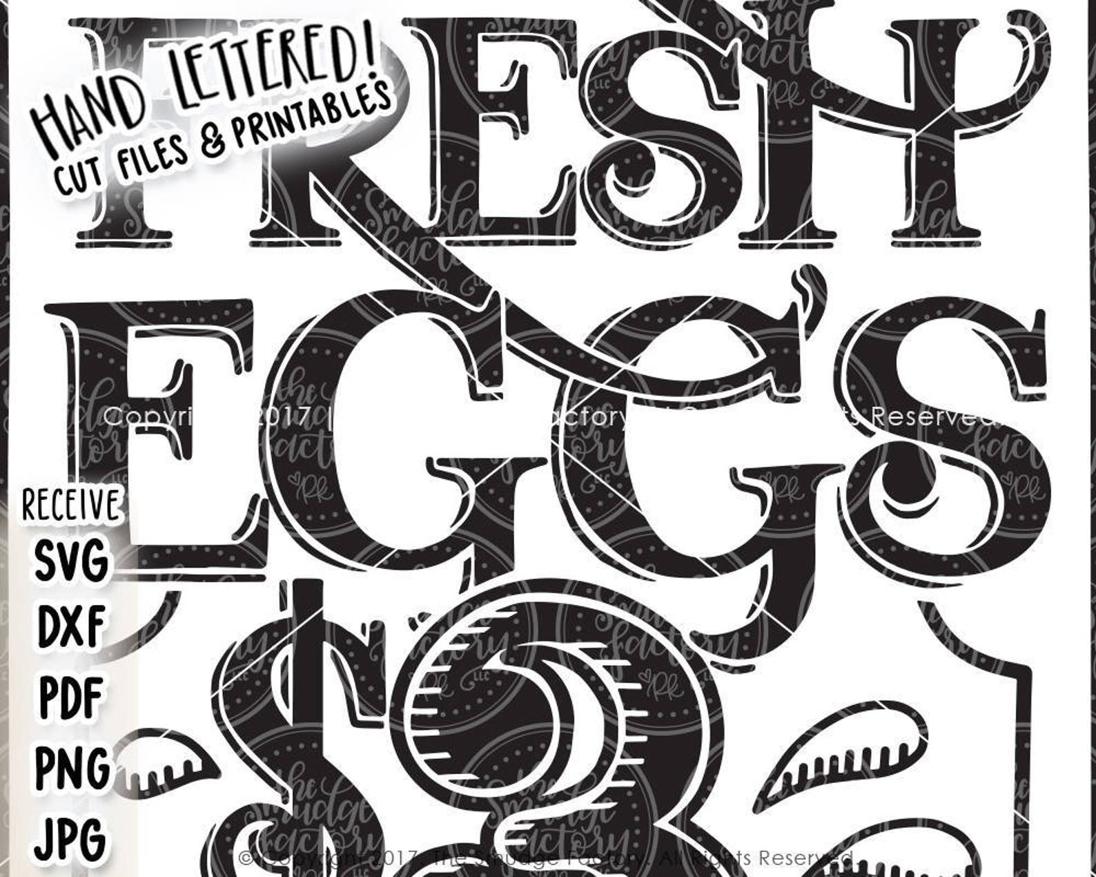 Farm Fresh Eggs Printable Farm Fresh Print Wall Art Hand | Etsy