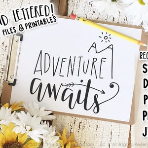 L'aventure vous attend, fichier Cricut avec inscription manuscrite (téléchargement numérique)