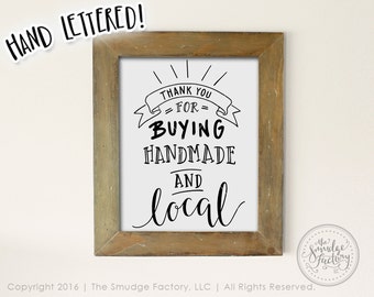 Thank You Printable File,  Buying Handmade and Local DIY Print, Hand Lettered Download, Original Art, Vinyl Stencil, Thanks For Shopping