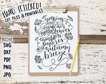 Fall Hand Lettered Quote Art, Autumn Breeze Printable (Digital Download)