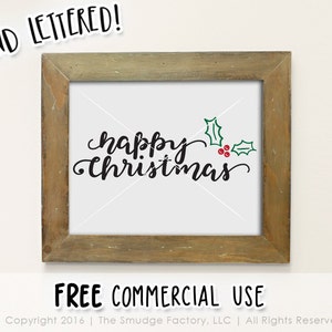 Christmas Printable File, Happy Christmas, Hand Lettered, DIY Christmas Decoration, Calligraphy Digital Print, Christmas Graphic Overlay