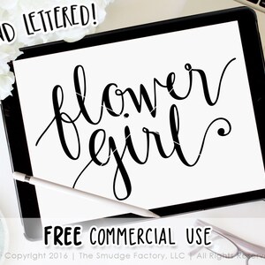 SVG para niña de las flores, caligrafía a mano, letrero de boda DIY (descarga digital)