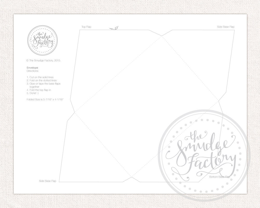 printable envelope white template diy envelope instant etsy