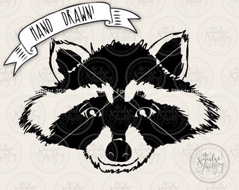 Hand-Drawn Raccoon SVG, Woodland Animal Cut File (Digital Download)