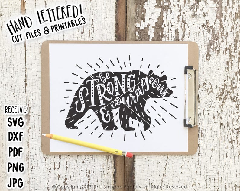 Download Be Strong and Courageous Joshua 1:9 Bear Silhouette SVG | Etsy