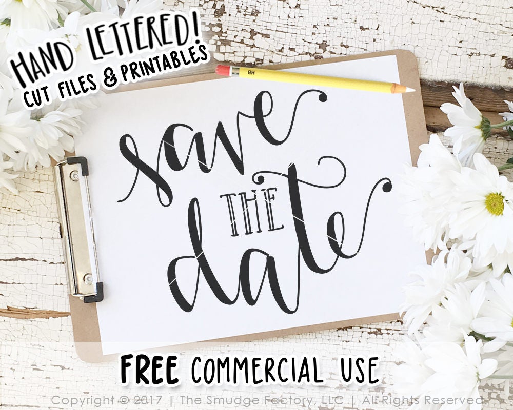 Download Save The Date SVG Cut File Handwritten Silhouette Cricut | Etsy