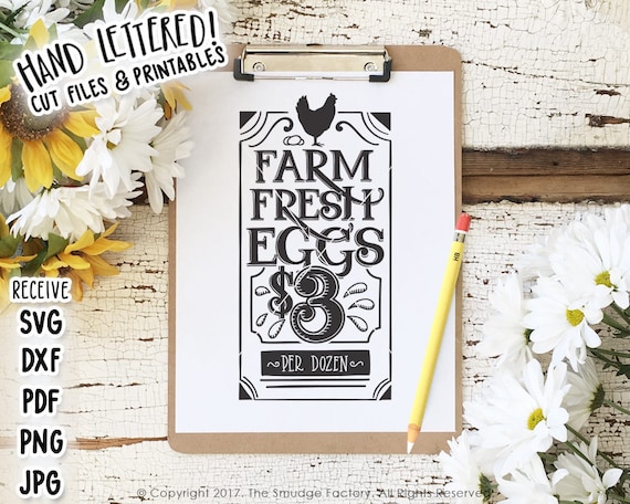 Farm Fresh Eggs Printable Farm Fresh Print Wall Art Hand | Etsy