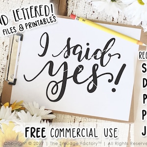 Verlobung SVG, Ich habe ja gesagt SVG, Hochzeit SVG, Vektor, Hand beschriftet, Silhouette, Cricut Cut Datei, Hochzeit Download, Hochzeitsschild