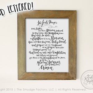 The Lord&#39;s Prayer Printable File, Bible Verse Wall Art, Hand Lettered, Lord&#39;s Prayer DIY Print, Calligraphy, Christian Graphic Overlay