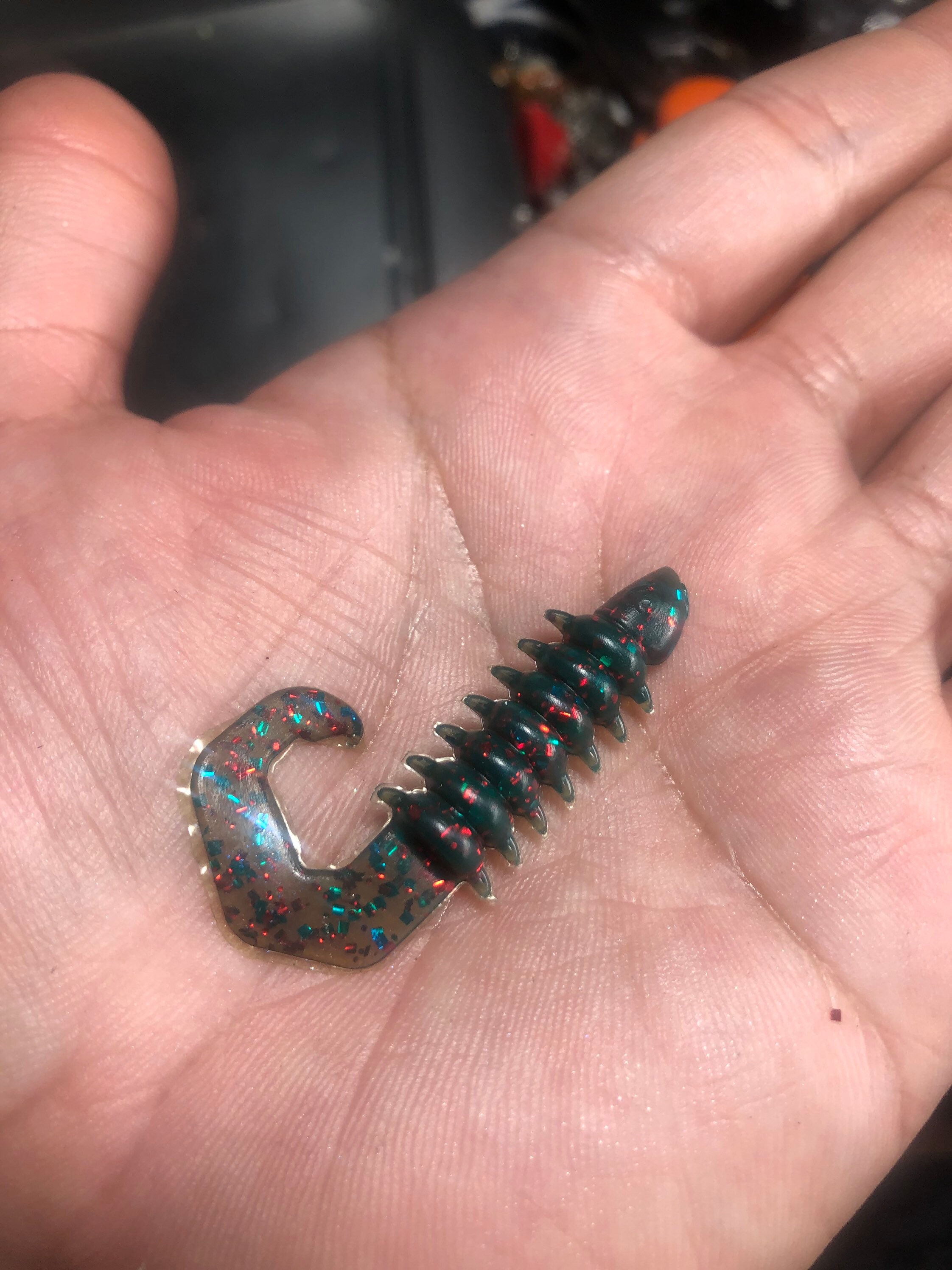 2 scorpion slayer grub 12pc per pack by honey badger baits