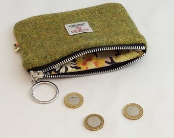 Yellow Tartan Stocking Filler Harris Tweed Coin Purse Change Pouch