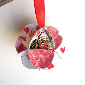 Queen of Hearts Ornament, Playing Card Christmas Ornament, Alice in Wonderland ornament, playing cards gift, Bridge gift, poker gift