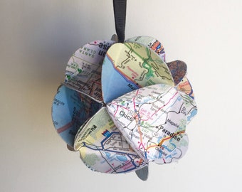 Ornement californien, Ornement de carte, Cadeau californien, Cadeaux pour agents de voyages, Cadeau pour voyageurs, Souvenir californien, Décoration d&#39;arbre de Noël
