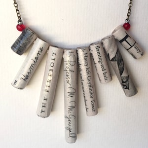 Potter book Necklace, Harry book Necklace, Book Pages Jewelry, Book Club Gift, Potthead Gift, First Anniversary Gift