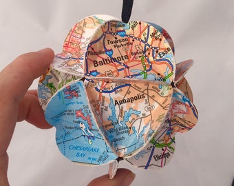 Maryland Ornament, Map ornament, Maryland souvenir, Maryland Gift, Christmas Tree Decoration, State ornament, Recycled gift, eco-friendly